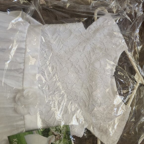 NWT GIRLS 7 KEEPSAKE FANCY DRESS white with tie bow, beaded top - Picture 2 of 6